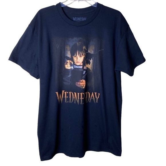 Wednesday Adams Black Graphic T-shirt Tee Nwt Size Large L - Picture 1 of 5